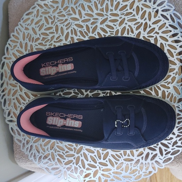 Skechers Navy and Pink Slip-On Shoes - Picture 2 of 7